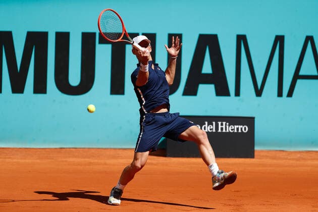 May 5, 2021, MADRID, MADRID, SPAIN: Diego Schwartzman of Argentina in action during his Men s Singles match, round of 32, against Alan Karatsev of Russia on the ATP, Tennis Herren Masters 1000 - Mutua Madrid Open 2021 at La Caja Magica on May 5, 2021 in Madrid, Spain. MADRID SPAIN - ZUMAa181 20210505_zaa_a181_001 Copyright: xOscarxJ.xBarrosox