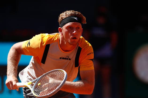 May 5, 2021, MADRID, MADRID, SPAIN: Alejandro Davidovich Fokina of Spain in action during his Men s Singles match, round of 32, against Daniil Medvedev of Russia on the ATP, Tennis Herren Masters 1000 - Mutua Madrid Open 2021 at La Caja Magica on May 5, 2021 in Madrid, Spain. MADRID SPAIN - ZUMAa181 20210505_zaa_a181_044 Copyright: xOscarxJ.xBarrosox