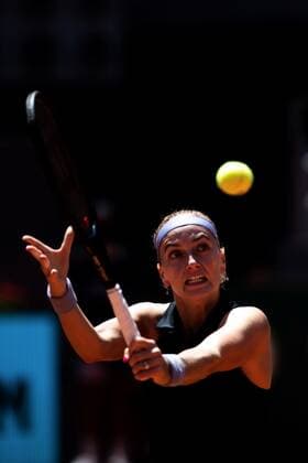 Petra Kvitova of Czech Republic in action against Ashleigh Barty of Australia during the women s Mutua Madrid Open quarterfinal match held in Madrid, Spain, 05 May 2021. Mutua Madrid Open tennis tournament !ACHTUNG: NUR REDAKTIONELLE NUTZUNG!  Copyright: xRodrigoxJiménezx GRAF006 20210505-637558248422643187