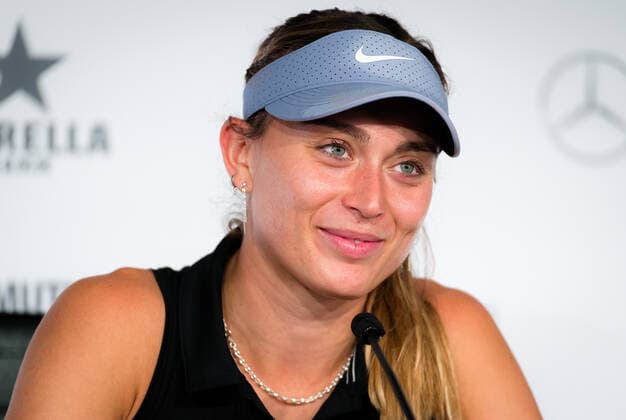 May 5, 2021, MADRID, MADRID, SPAIN: Paula Badosa of Spain talks to the media after winning her quarter final match at the 2021 Mutua Madrid Open WTA, Tennis Damen 1000 tournament MADRID SPAIN - ZUMAa181 20210505_zaa_a181_081 Copyright: xRobxPrangex