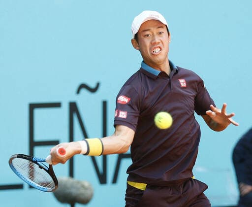 Tennis: Madrid Open Japan s Kei Nishikori is pictured during his Madrid Open second-round match against Alexander Zverev of Germany on May 5, 2021, in Madrid, Spain. 