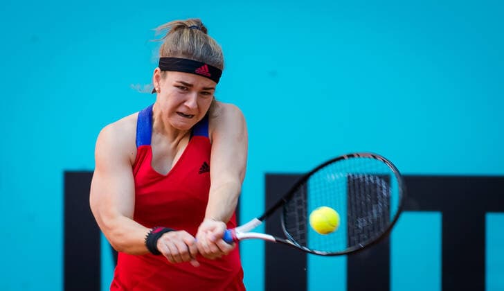May 5, 2021, MADRID, MADRID, SPAIN: Karolina Muchova of the Czech Republic in action during the quarter-finals of the 2021 Mutua Madrid Open WTA, Tennis Damen 1000 tournament against Anastasia Pavlyuchenkova of Russia MADRID SPAIN - ZUMAa181 20210505_zaa_a181_106 Copyright: xRobxPrangex