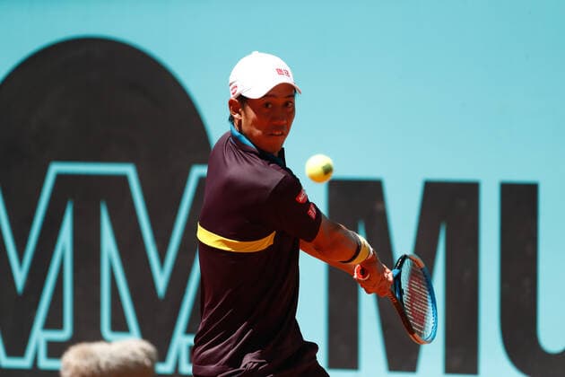 May 5, 2021, MADRID, MADRID, SPAIN: Kei Nishikori of Japan in action during his Men s Singles match, round of 32, against Alexander Zverev of Germany on the ATP, Tennis Herren Masters 1000 - Mutua Madrid Open 2021 at La Caja Magica on May 5, 2021 in Madrid, Spain. MADRID SPAIN - ZUMAa181 20210505_zaa_a181_159 Copyright: xOscarxJ.xBarrosox