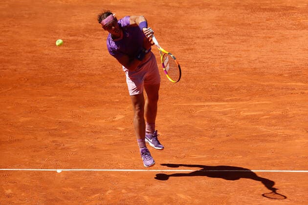May 5, 2021, MADRID, MADRID, SPAIN: Rafael Nadal of Spain in action during his Men s Singles match, round of 32, against Carlos Alcaraz of Spain on the ATP, Tennis Herren Masters 1000 - Mutua Madrid Open 2021 at La Caja Magica on May 5, 2021 in Madrid, Spain. MADRID SPAIN - ZUMAa181 20210505_zaa_a181_212 Copyright: xOscarxJ.xBarrosox