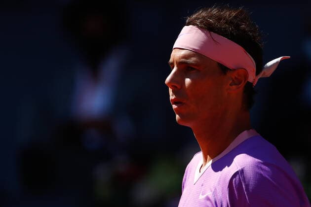 May 5, 2021, MADRID, MADRID, SPAIN: Rafael Nadal of Spain in action during his Men s Singles match, round of 32, against Carlos Alcaraz of Spain on the ATP, Tennis Herren Masters 1000 - Mutua Madrid Open 2021 at La Caja Magica on May 5, 2021 in Madrid, Spain. MADRID SPAIN - ZUMAa181 20210505_zaa_a181_218 Copyright: xOscarxJ.xBarrosox