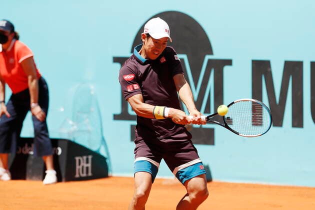 Kei Nishikori (JPN), MAY 5, 2021 - Tennis : Kei Nishikori of Japan during Singles 2nd round match against Alexander Zverev of Germany on the ATP, Tennis Herren World Tour Masters 1000 Mutua Madrid Open tennis tournament at the Caja Magica in Madrid, Spain. Noxthirdxpartyxsales  (0117103504st)