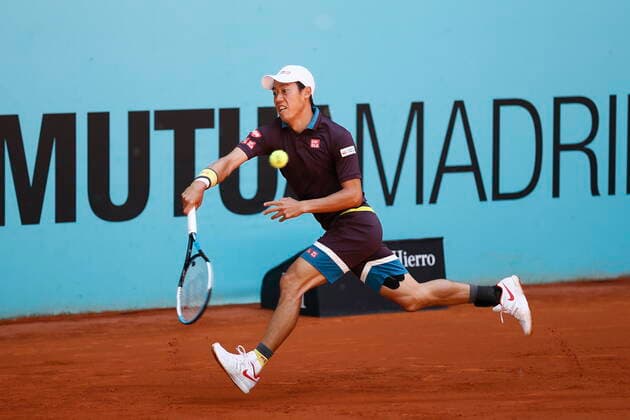 Kei Nishikori (JPN), MAY 5, 2021 - Tennis : Kei Nishikori of Japan during Singles 2nd round match against Alexander Zverev of Germany on the ATP, Tennis Herren World Tour Masters 1000 Mutua Madrid Open tennis tournament at the Caja Magica in Madrid, Spain. Noxthirdxpartyxsales  (0117103529st)