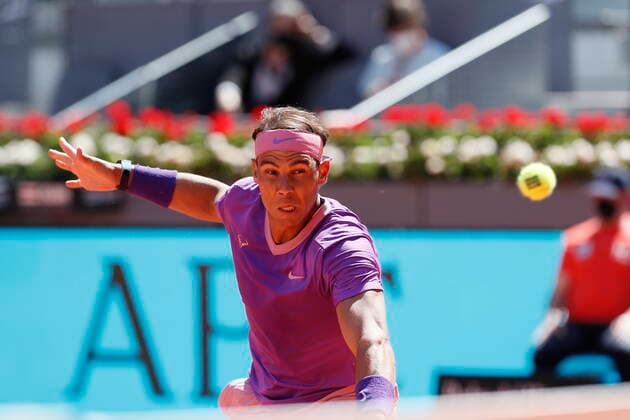 Rafael Nadal (ESP), MAY 5, 2021 - Tennis : Rafael Nadal of Spain during Singles 2nd round match against Carlos Alcaraz of Spain on the ATP, Tennis Herren World Tour Masters 1000 Mutua Madrid Open tennis tournament at the Caja Magica in Madrid, Spain. Noxthirdxpartyxsales  (0117103578st)