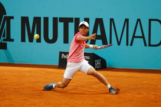 Yoshihito Nishioka (JPN), MAY 5, 2021 - Tennis : Yoshihito Nishioka of Japan during singles 2nd round match against Casper Ruud of Norwey on the ATP, Tennis Herren Masters 1000 Mutua Madrid Open tennis tournament at the Caja Magica in Madrid, Spain. Noxthirdxpartyxsales  (0117103700st)