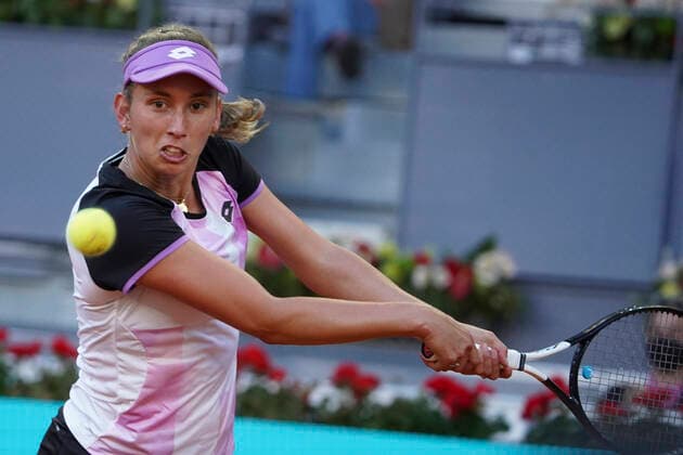 Mutua Madrid Open - Day Seven Elise Mertens of Belgium in action during from her quarterfinal match against Aryna Sabalenko of Belarus due to an injury during day seven of the Mutua Madrid Open at La Caja Magicaon May 05, 2021 in Madrid, Spain Madrid Spain gonzalez-notitle210505_npXSD  Copyright: xOscarxGonzalezx
