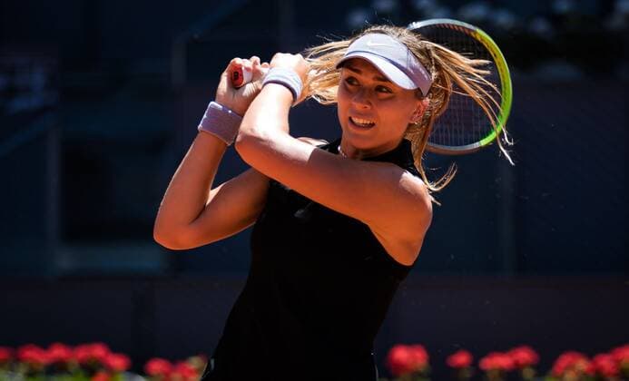 Mandatory Credit: Photo by Rob Prange Shutterstock (11888296c) Paula Badosa of Spain in action during the semi-final of the 2021 Mutua Madrid Open WTA, Tennis Damen 1000 tournament Mutua Madrid Open, Tennis, La Caja Magica, Madrid, Spain - 06 May 2021 Mutua Madrid Open, Tennis, La Caja Magica, Madrid, Spain - 06 May 2021  Copyright: xRobxPrange Shutterstockx 11888296c