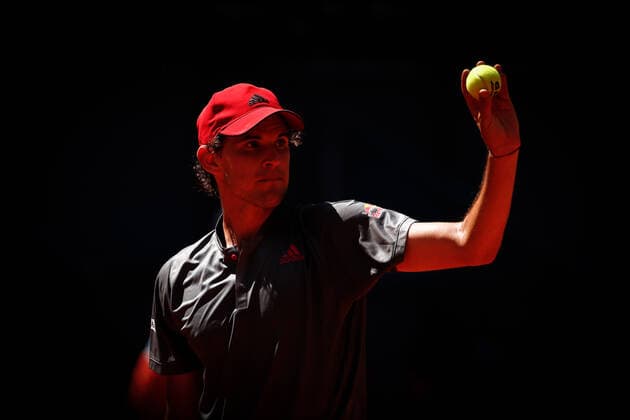 May 6, 2021, MADRID, MADRID, SPAIN: Dominic Thiem of Austria in action during his Men s Singles match, round of 16, against Alex de Minaur of Australia on the ATP, Tennis Herren Masters 1000 - Mutua Madrid Open 2021 at La Caja Magica on May 6, 2021 in Madrid, Spain. MADRID SPAIN - ZUMAa181 20210506_zaa_a181_005 Copyright: xOscarxJ.xBarrosox