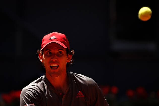 May 6, 2021, MADRID, MADRID, SPAIN: Dominic Thiem of Austria in action during his Men s Singles match, round of 16, against Alex de Minaur of Australia on the ATP, Tennis Herren Masters 1000 - Mutua Madrid Open 2021 at La Caja Magica on May 6, 2021 in Madrid, Spain. MADRID SPAIN - ZUMAa181 20210506_zaa_a181_022 Copyright: xOscarxJ.xBarrosox