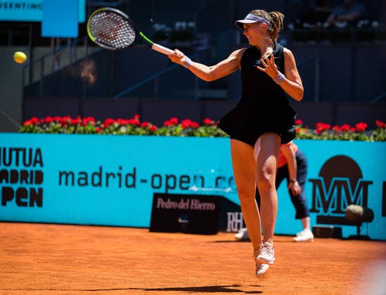May 6, 2021, MADRID, MADRID, SPAIN: Paula Badosa of Spain in action during the semi-final of the 2021 Mutua Madrid Open WTA, Tennis Damen 1000 tournament against Ashleigh Barty of Australia MADRID SPAIN - ZUMAa181 20210506_zaa_a181_041 Copyright: xRobxPrangex