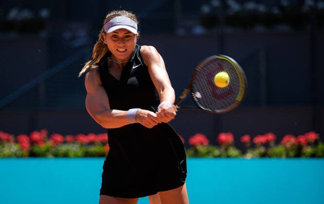 May 6, 2021, MADRID, MADRID, SPAIN: Paula Badosa of Spain in action during the semi-final of the 2021 Mutua Madrid Open WTA, Tennis Damen 1000 tournament against Ashleigh Barty of Australia MADRID SPAIN - ZUMAa181 20210506_zaa_a181_046 Copyright: xRobxPrangex