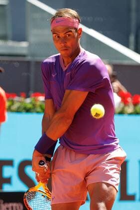 Rafael Nadal of Spain in action against Alexei Popyrin of Australia during their Mutua Madrid Open tennis tournament round of 16 tennis match held in Madrid, central Spain, 06 May 2021. Rafael Nadal vs Alexei Popyrin !ACHTUNG: NUR REDAKTIONELLE NUTZUNG!  Copyright: xChemaxMoyax GRAF769 20210506-637559153705606268