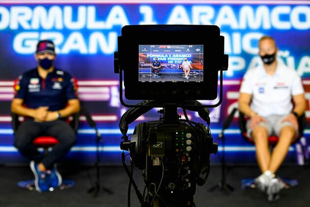 F1 Grand Prix of Spain 11 Sergio Perez (MEX, Red Bull Racing), 9 Nikita Mazepin (RUS, Haas F1 Team), F1 Grand Prix of Spain at Circuit de Barcelona-Catalunya on May 6, 2021 in Barcelona, Spain. (Photo by Mark Sutton LAT Motorsport Images FIA Pool via HOCH ZWEI) Barcelona Spain Poolfoto HOCH ZWEI Pool Motorsport Images ,EDITORIAL USE ONLY
