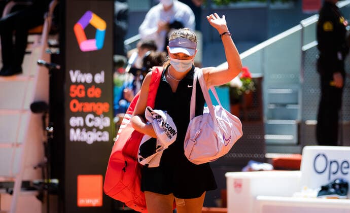 May 6, 2021, MADRID, MADRID, SPAIN: Paula Badosa of Spain in action during the semi-final of the 2021 Mutua Madrid Open WTA, Tennis Damen 1000 tournament against Ashleigh Barty of Australia MADRID SPAIN - ZUMAa181 20210506_zaa_a181_054 Copyright: xRobxPrangex