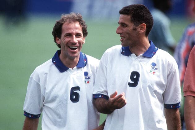 FRANCO BARESI, MAURO TASSOTTI, Italia, FIFA World Cup, WM, Weltmeisterschaft, Fussball USA 1994, Nigeria vs Italy 1-2 aet, Boston CAMPIONATI MONDIALI USA 1994 OTTAVI DI FINALE NIGERIA-ITALIA 1-2