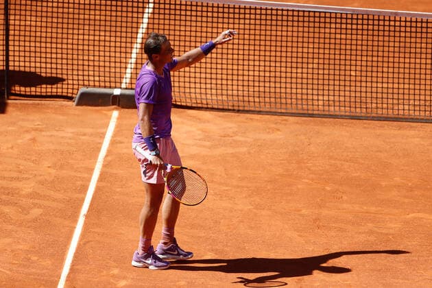 May 6, 2021, MADRID, MADRID, SPAIN: Rafael Nadal of Spain in action during his Men s Singles match, round of 16, against Alexei Popyrin of Australia on the ATP, Tennis Herren Masters 1000 - Mutua Madrid Open 2021 at La Caja Magica on May 6, 2021 in Madrid, Spain. MADRID SPAIN - ZUMAa181 20210506_zaa_a181_126 Copyright: xOscarxJ.xBarrosox