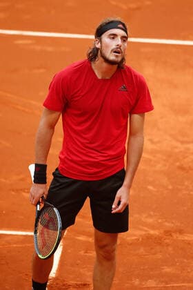 May 6, 2021, MADRID, MADRID, SPAIN: Stefanos Tsitsipas of Greece in action during his Men s Singles match, round of 16, against Casper Ruud of Norway on the ATP, Tennis Herren Masters 1000 - Mutua Madrid Open 2021 at La Caja Magica on May 6, 2021 in Madrid, Spain. MADRID SPAIN - ZUMAa181 20210506_zaa_a181_211 Copyright: xOscarxJ.xBarrosox