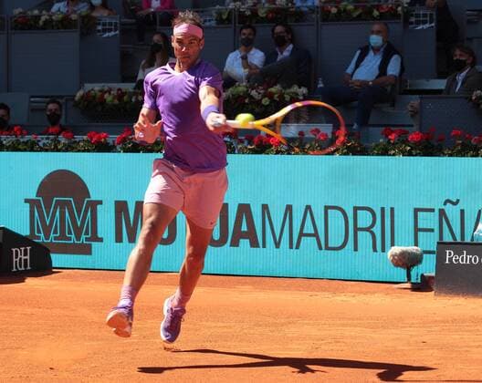 Rafael Nadal, Spain, during Mutua Madrid Open Tennis 2021 match. May 6, 2021. (2021050603)