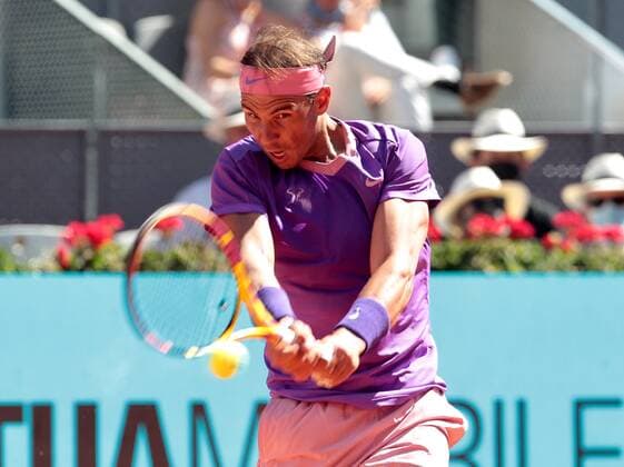 Rafael Nadal, Spain, during Mutua Madrid Open Tennis 2021 match. May 6, 2021. (2021050619)