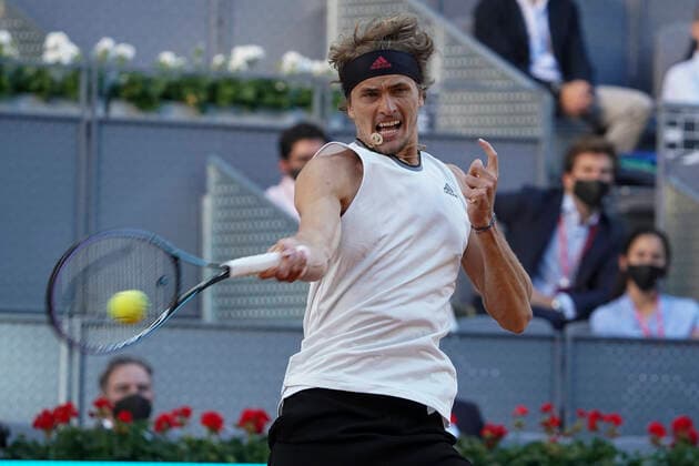 Mutua Madrid Open - Day Eight Alexander Zverev of Germany in action during his third round match against Daniel Evans of Great Britain during day eight of the Mutua Madrid Open at La Caja Magica on May 06, 2021 in Madrid, Spain Madrid Spain gonzalez-notitle210506_npBrT  Copyright: xOscarxGonzalezx