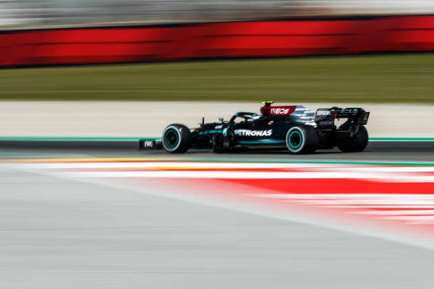 77 BOTTAS Valtteri (fin), Mercedes AMG F1 GP W12 E Performance, action during the Formula 1 Aramco Gran Premio De Espana 2021 from May 07 to 10, 2021 on the Circuit de Barcelona-Catalunya, in Montmelo, near Barcelona, Spain FORMULE 1 : Grand prix d Espagne - Barcelone - Essais - 07 05 2021 DPPI Panoramic 