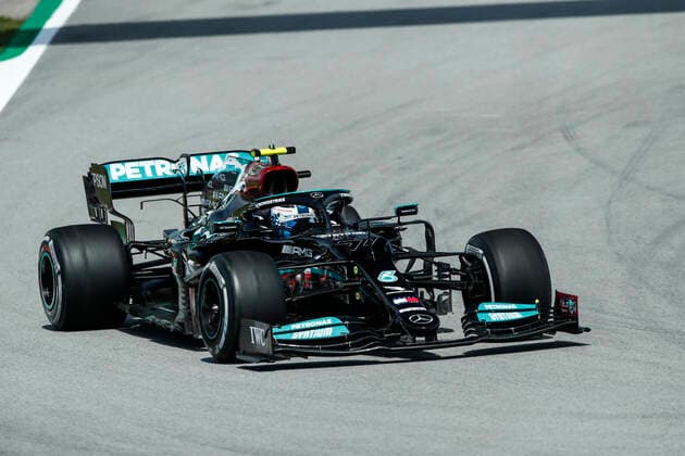77 BOTTAS Valtteri (fin), Mercedes AMG F1 GP W12 E Performance, action during the Formula 1 Aramco Gran Premio De Espana 2021 from May 07 to 10, 2021 on the Circuit de Barcelona-Catalunya, in Montmelo, near Barcelona, Spain FORMULE 1 : Grand prix d Espagne - Barcelone - Essais - 07 05 2021 DPPI Panoramic 