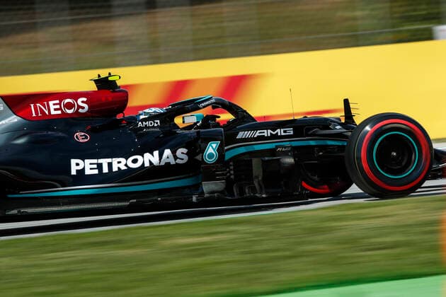 77 BOTTAS Valtteri (fin), Mercedes AMG F1 GP W12 E Performance, action during the Formula 1 Aramco Gran Premio De Espana 2021 from May 07 to 10, 2021 on the Circuit de Barcelona-Catalunya, in Montmelo, near Barcelona, Spain FORMULE 1 : Grand prix d Espagne - Barcelone - Essais - 07 05 2021 DPPI Panoramic 