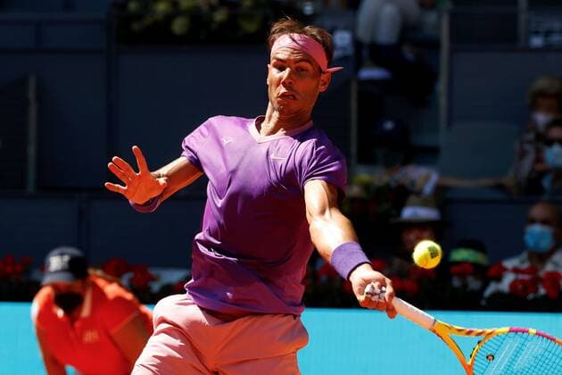 Rafa Nadal of Spain in action against Alexander Zverev of Germany during the Mutua Madrid Open quarterfinal match against held in Madrid, Spain, 07 May 2021. Mutua Madrid Open tennis tournament !ACHTUNG: NUR REDAKTIONELLE NUTZUNG!  Copyright: xChemaxMoyax GRAF1606 20210507-637560023505176849