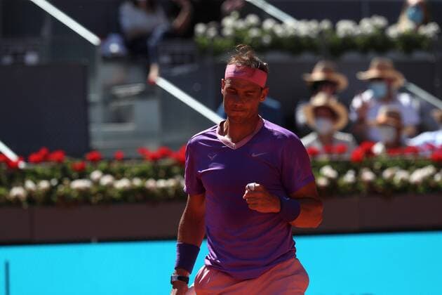Rafa Nadal of Spain reacts against Alexander Zverev of Germany during the Mutua Madrid Open quarterfinal match against held in Madrid, Spain, 07 May 2021. Mutua Madrid Open tennis tournament !ACHTUNG: NUR REDAKTIONELLE NUTZUNG!  Copyright: xRodrigoxJimenezx GRAF1638 20210507-637560035116032944