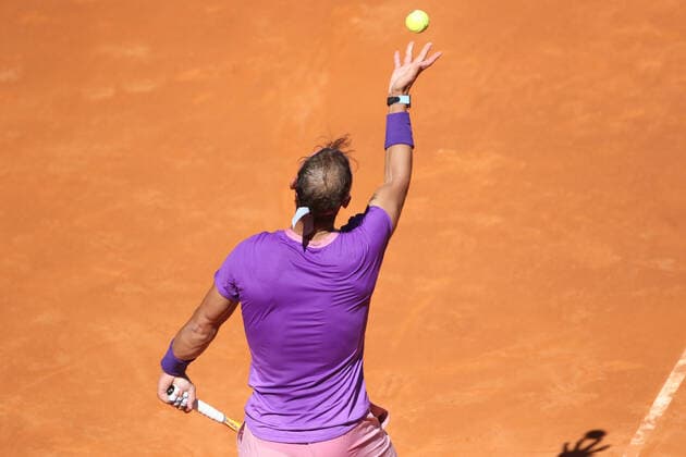 May 7, 2021, MADRID, MADRID, SPAIN: Rafael Nadal of Spain in action during his Men s Singles match, Quarter of Finals, against Alexander Zverev of Germany on the ATP, Tennis Herren Masters 1000 - Mutua Madrid Open 2021 at La Caja Magica on May 7, 2021 in Madrid, Spain. MADRID SPAIN - ZUMAa181 20210507_zaa_a181_036 Copyright: xOscarxJ.xBarrosox