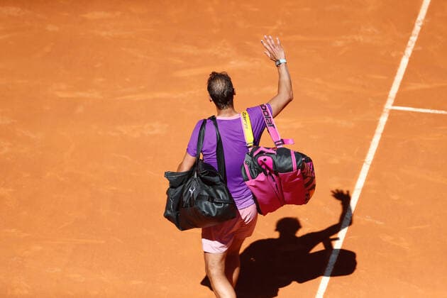 May 7, 2021, MADRID, MADRID, SPAIN: Rafael Nadal of Spain in action during his Men s Singles match, Quarter of Finals, against Alexander Zverev of Germany on the ATP, Tennis Herren Masters 1000 - Mutua Madrid Open 2021 at La Caja Magica on May 7, 2021 in Madrid, Spain. MADRID SPAIN - ZUMAa181 20210507_zaa_a181_041 Copyright: xOscarxJ.xBarrosox