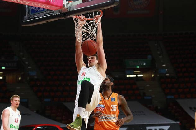 66 Matej Rudan FCBB scores by dunk, dunking basketball, Easycredit BBL, FC Bayern München Ratiopharm Ulm at Audi Dome on 07 05 2021 PHOTO Mladen Lackovic LakoPress