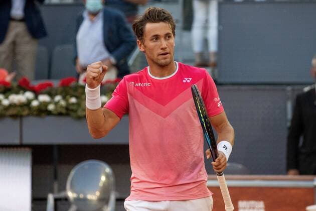 Casper Ruud of Norway celebrates his victory against Aleksandr Bublik of Kazakhstan following their Mutua Madrid Open quarterfinal match against held in Madrid, Spain, 07 May 2021. Mutua Madrid Open tennis tournament !ACHTUNG: NUR REDAKTIONELLE NUTZUNG!  Copyright: xRodrigoxJimenezx GRAF1823 20210507-637560164890272132