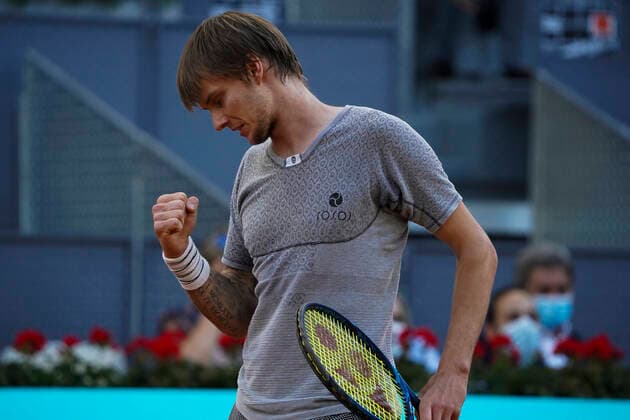 Mutua Madrid Open - Day 9 Alexander Bublik of Kazakhstan in action during their Quarter Final match against Casper Ruud of Norway during Day Nine of the Mutua Madrid Open at La Caja Magica on May 07, 2021 in Madrid, Spain. Madrid Spain gonzalez-notitle210507_npqs6  Copyright: xOscarxGonzalezx