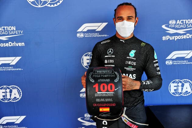 Formula 1, Spanish GP, Lewis Hamilton takes 100th pole position of his career