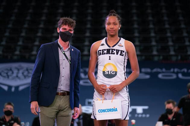 08 05 2021, Fribourg, St LÃ onard di Friborgo, Patrick Baumann Swiss Cup Women Geneve Elite Basket BCF Elfic Fribourg, MVP Geneva 1 Chardon Emma Fribourg Fribourg Switzerland  Copyright: xJustPictures.ch TilxBuergyx