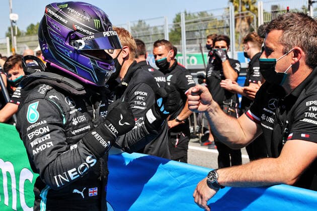 F1 Grand Prix of Spain 44 Lewis Hamilton (GBR, Mercedes-AMG Petronas F1 Team), F1 Grand Prix of Spain at Circuit de Barcelona-Catalunya on May 8, 2021 in Barcelona, Spain. (Photo by xpbimages.com XPB Images FIA Pool via HOCH ZWEI) Barcelona Spain Poolfoto HOCH ZWEI Pool XPB Images ,EDITORIAL USE ONLY