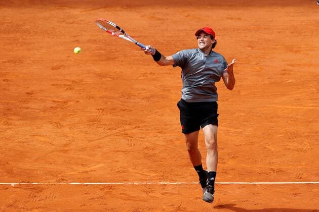 Dominic Thiem of Austria in action during his semifinal match against Alexander Zverev of Germany at the Mutua Madrid Open tennis ?tournament in Madrid, central Spain, 08 May 2021. Alexander Zverev - Dominic Thiem !ACHTUNG: NUR REDAKTIONELLE NUTZUNG!  Copyright: xChemaxMoyax GRAF2424 20210508-637560904207321365
