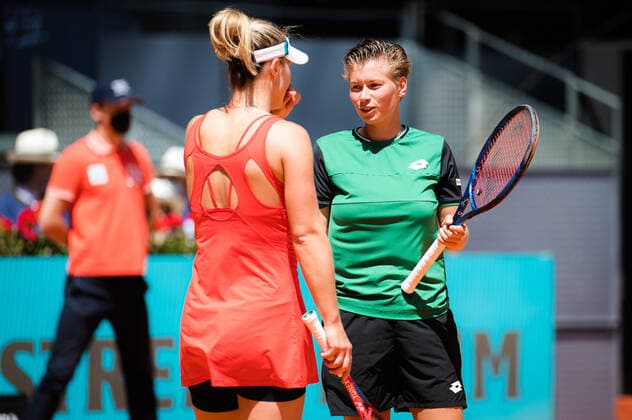 May 8, 2021, MADRID, MADRID, SPAIN: Gabriela Dabrowski of Canada & Demi Schuurs of the Netherlands in action during the doubles final of the 2021 Mutua Madrid Open WTA, Tennis Damen 1000 tournament MADRID SPAIN - ZUMAa181 20210508_zaa_a181_140 Copyright: xRobxPrangex