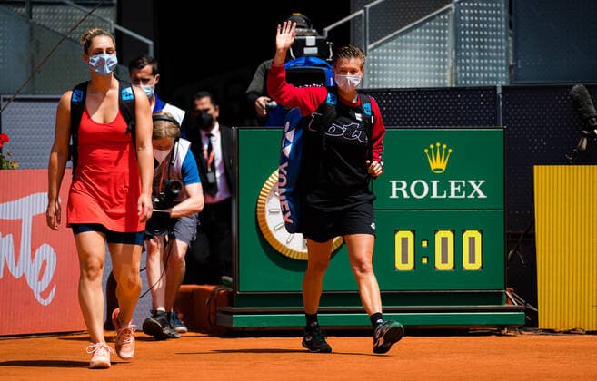 May 8, 2021, MADRID, MADRID, SPAIN: Gabriela Dabrowski of Canada & Demi Schuurs of the Netherlands in action during the doubles final of the 2021 Mutua Madrid Open WTA, Tennis Damen 1000 tournament MADRID SPAIN - ZUMAa181 20210508_zaa_a181_161 Copyright: xRobxPrangex