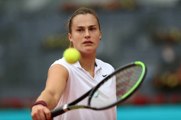 Aryna Sabalenka of Belarus in action against Ashleigh Barty of Australia in their final match at the Mutua Madrid Open tennis ?tournament in Madrid, central Spain, 08 May 2021. Aryna Sabalenka - Ashleigh Barty !ACHTUNG: NUR REDAKTIONELLE NUTZUNG!  Copyright: xRodrigoxJimenezx GRAF2547 20210508-637560973703633515