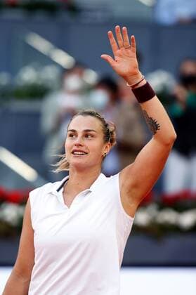 Aryna Sabalenka of Belarus celebrates after defeating Ashleigh Barty of Australia in their final match at the Mutua Madrid Open tennis ?tournament in Madrid, central Spain, 08 May 2021. Aryna Sabalenka - Ashleigh Barty !ACHTUNG: NUR REDAKTIONELLE NUTZUNG!  Copyright: xChemaxMoyax GRAF2643 20210508-637561027596436135