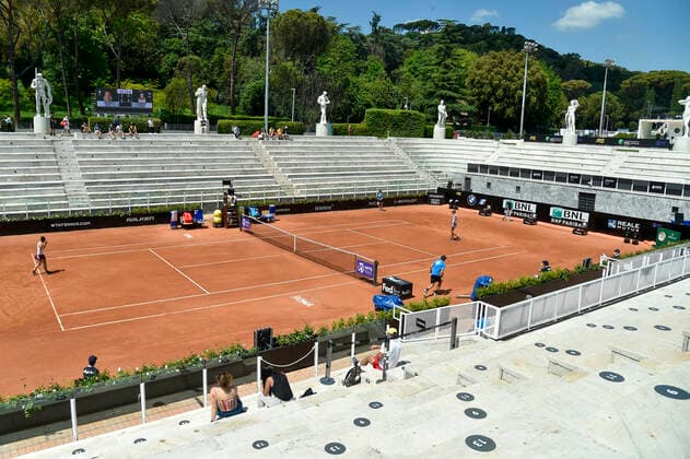 Photo Fabrizio Corradetti - LaPresse 09 05 2021 Roma (Italy) Tennis Qualifying final Sara Errani (ITA) vs Polona Hercog (SLO) Internazionali BNL d Italia 2021 In the pic: Overview of the Pietrangeli field without public  Copyright: xFabrizioxCorradetti LaPressex