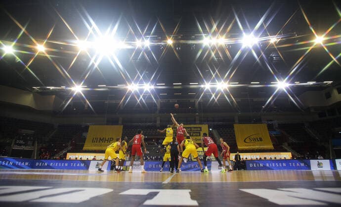 Ludwigsburg , Basketball easyCredit BBL Bundesliga , MHP RIESEN Ludwigsburg vs Bayern Munich ,Overview at Tip Off