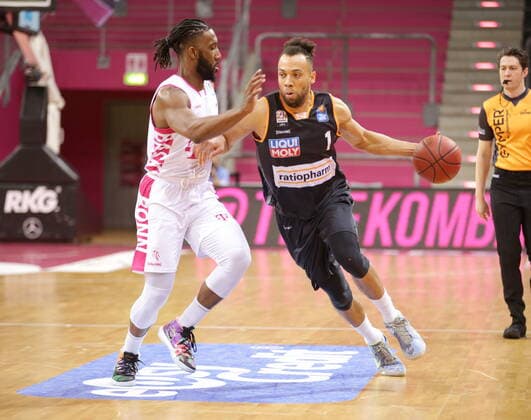 Xavier Pollard Telekom Baskets Bonn vs Demitrius Conger ratiopharm Ulm easyCredit BBL 1 Bundesliga , Season 2020 2021 , Matchday 34