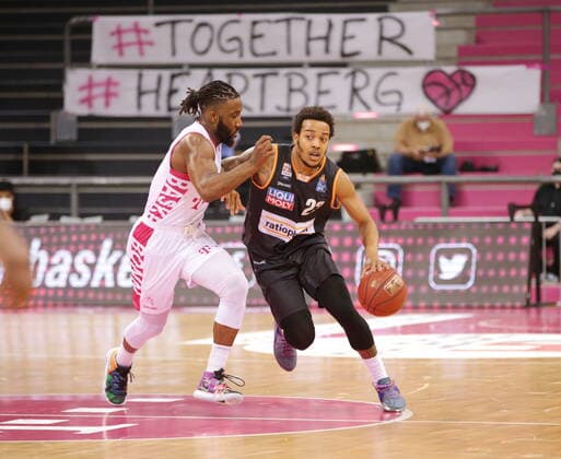 Xavier Pollard Telekom Baskets Bonn vs Troy Caupain ratiopharm Ulm easyCredit BBL 1 Bundesliga , Season 2020 2021 , Matchday 34